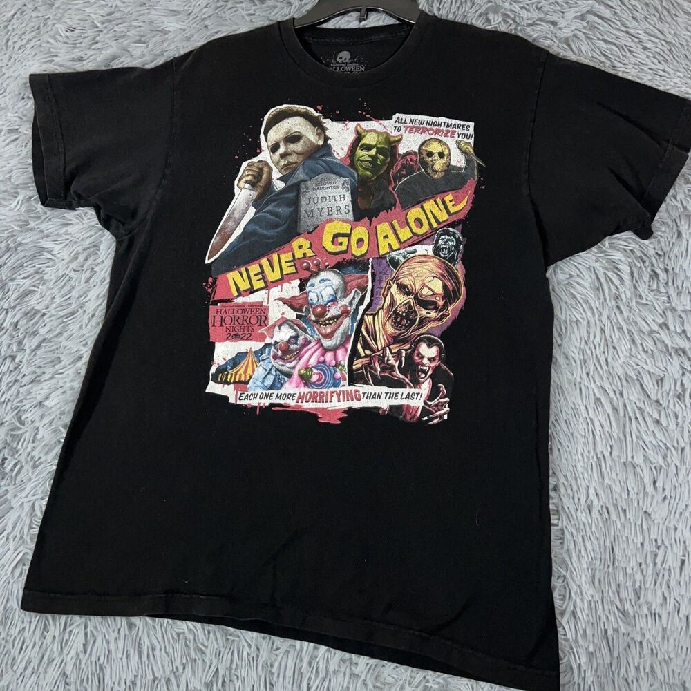 Universal Studios Shirt Large Black Halloween Horror Nights Pullover Tee Mens